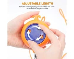 Uittrekbare Waslijn - Oranje - Draagbaar en Compact - 10 Meter Lengte - Voor Kamperen en Thuis