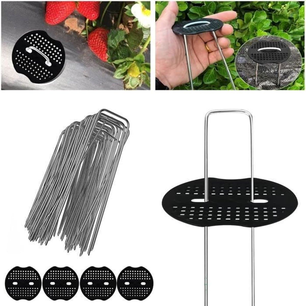 100 tuinharingen, U-vormige gegalvaniseerde grondankers van 4 x 15 cm, tentharingen, met 20 ringen. — afbeelding 1