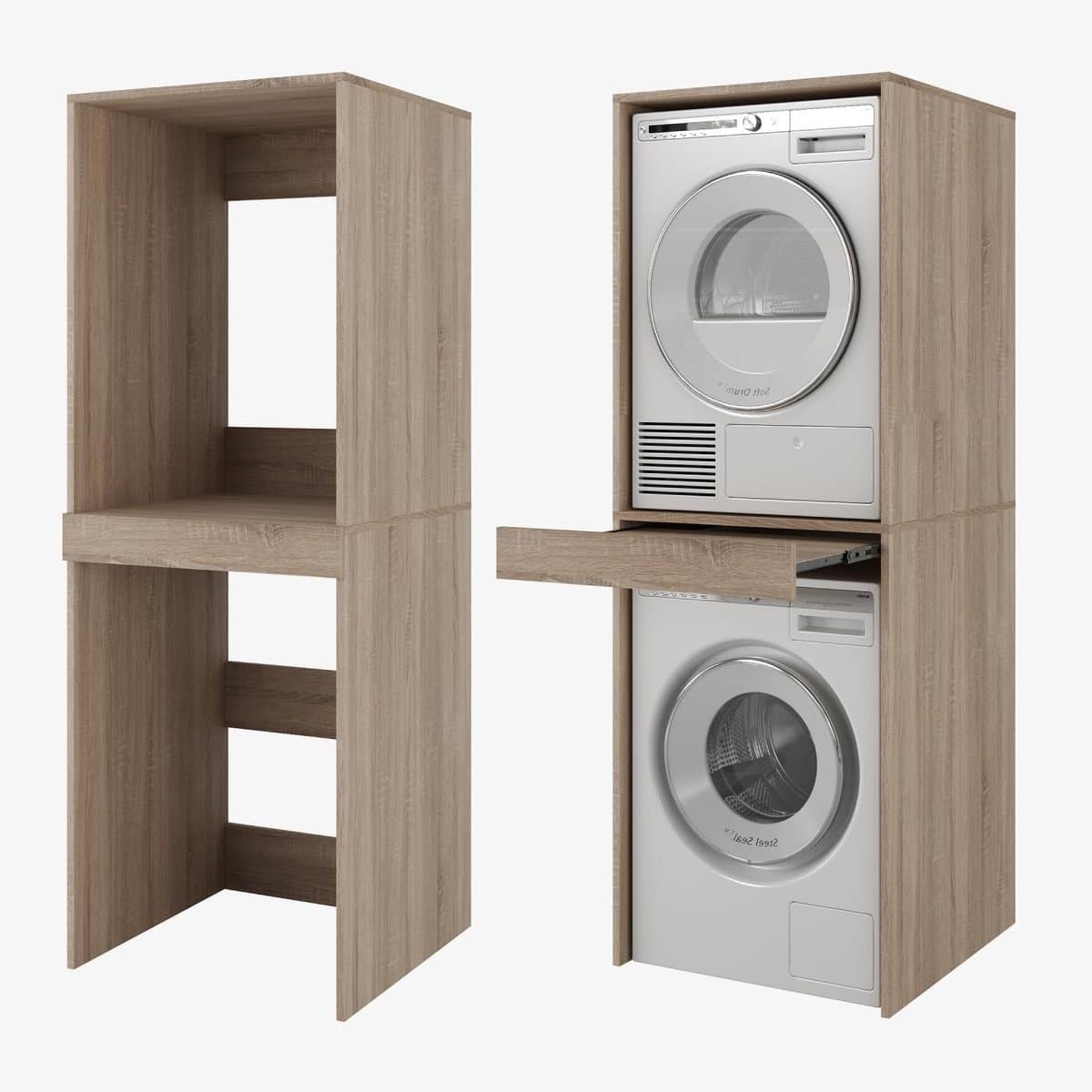 PLATAN ROOM Wasmachine-droogkast met uittrekplank • wasmachinekast voor wasmachine en wasdroger • bovenbouwkast 187 x 65 x 66 cm (eiken Sonoma) — afbeelding 1