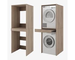 PLATAN ROOM Wasmachine-droogkast met uittrekplank • wasmachinekast voor wasmachine en wasdroger • bovenbouwkast 187 x 65 x 66 cm (eiken Sonoma)