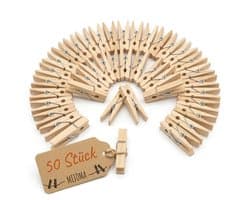 Allecto - Mini-wasknijpers - Decoratieve klemmen - Creatieve knutselprojecten - Houtkleurig - Geschikt voor foto's - 50 stuks - Perfect voor gesche...