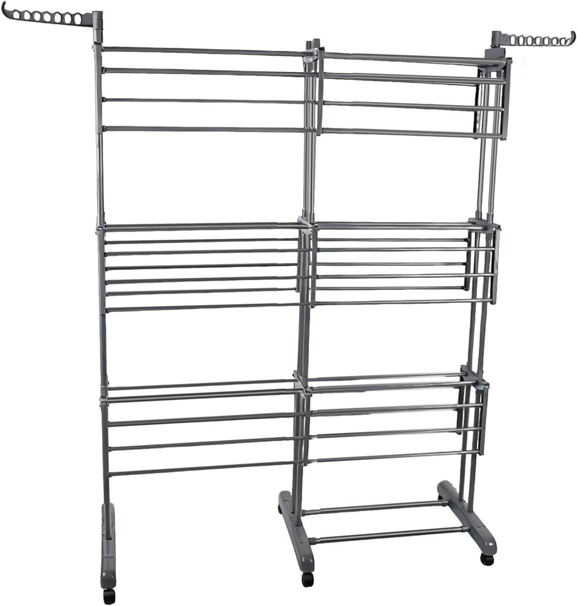 Droogrek Toren - Wasdroger Uittrekbaar - Kleding Drogen - Opvouwbare Vleugels - 75-132cm Breed - Grijs — afbeelding 1