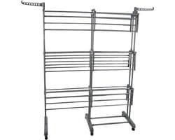 Droogrek Toren - Wasdroger Uittrekbaar - Kleding Drogen - Opvouwbare Vleugels - 75-132cm Breed - Grijs