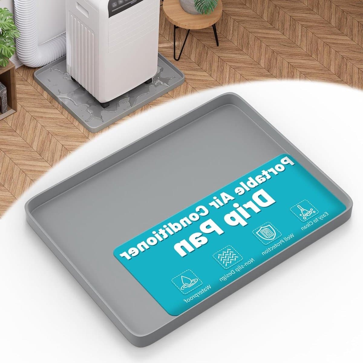 Draagbare Airco Druppelpan - Lekbak Airco - Vloer Beschermen - Antislip met Rand - 60 x 50 cm - Grijs — afbeelding 1
