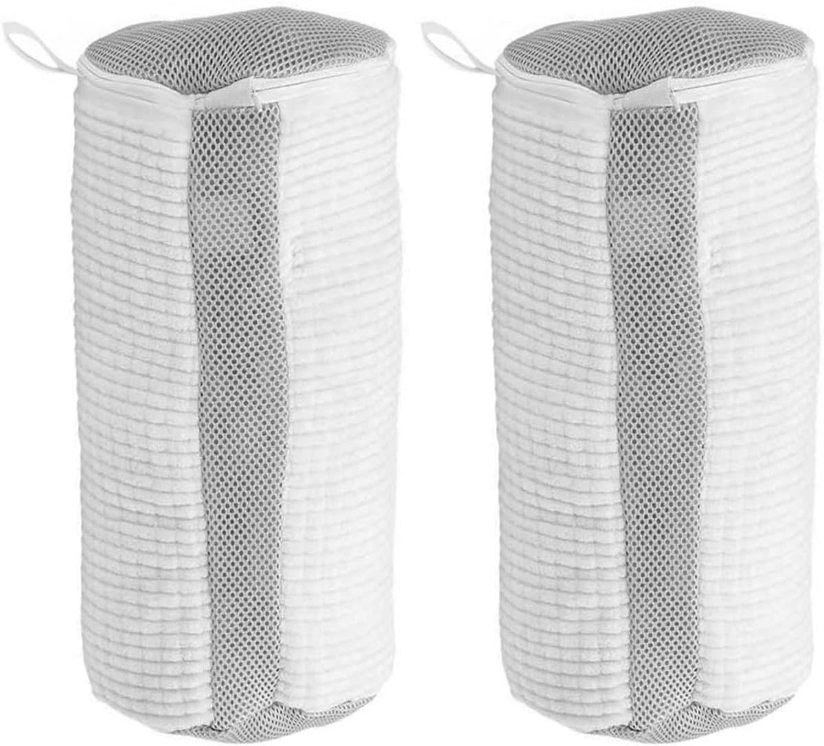 Schoenenwasmachinezakken voor droger en wasmachine, herbruikbare waszak voor sneakers, tennisschoenen en sportkleding, zachte vezels, 360° reiniging (wit) — afbeelding 1