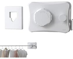 Intrekbare Waslijn - Wand Waslijn - Binnen Droge Kleding - Compact Ponsbaar - 5.1 Meter - Wit