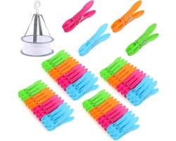 Kleurige Plastic Wasknijpers - 48 Stuks voor Handdoeken, Broeken en Ondergoed - Duurzame Klemmen voor de Waslijn en Kledinghangers