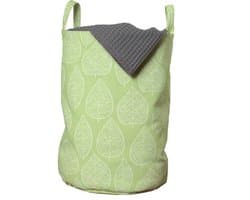 ABAKUHAUS Groene en Witte waszak, Lakens, Wasmand met handvatten Trekkoord voor wasserettes, Pistachegroen Wit