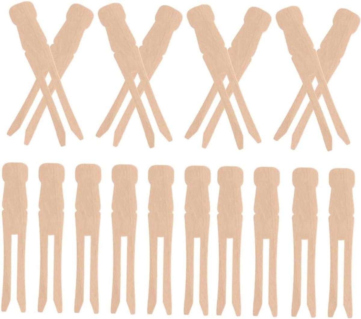 Houten Knijpers - Kledingclips Ambacht - Was Ophangen - Beschermend Rond Ontwerp - 50 Stuks - Lichtbruin — afbeelding 1