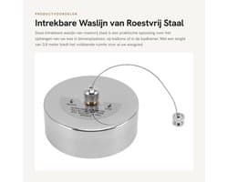 Dailygoods- Waslijn Zware Kwaliteit - Intrekbaar - Roestvrij Staal - Veiligheidsmechanisme - Voor Binnen/Buiten - 3,8 m Lengte - Kledingdrooglijn