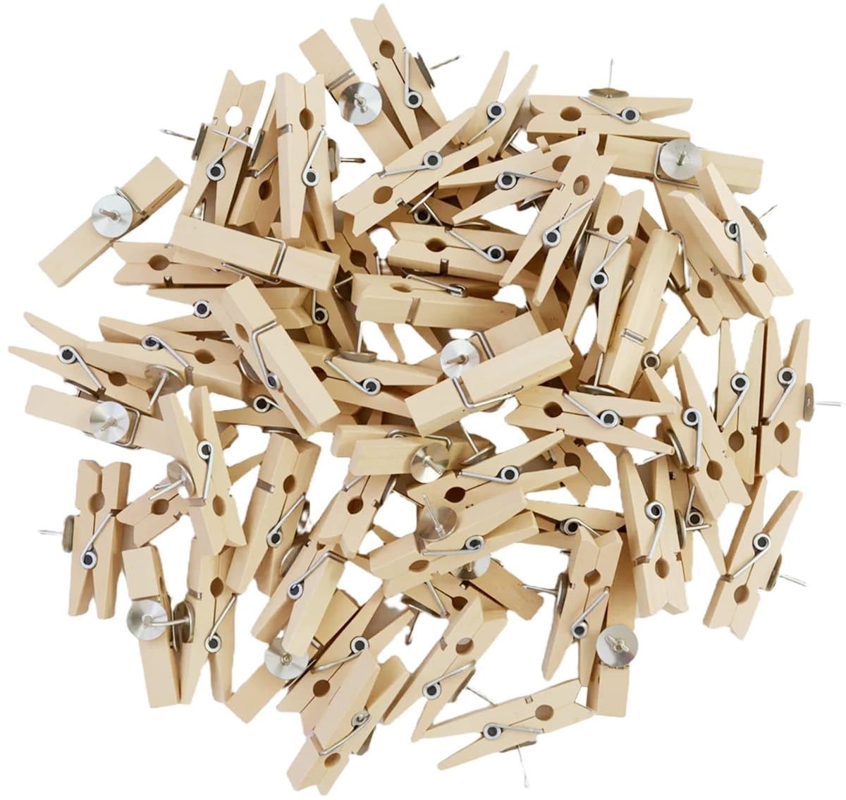 Dailygoods- Houten Knijpers 110 Stuks - Duurzaam - Houten Klemmen - Mini Knijpers - Herbruikbaar - Eenvoudig te Bevestigen - Wasknijpers — afbeelding 1