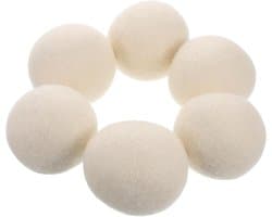 Set van 6 droogballen – herbruikbare viltballen – antistatisch – hulpmiddel voor de was – klit niet – vermindert kreuken – herbruikbaar – natuurlijk wasverzachter – versnelt het droogproces in de wasmachine en wasdroger – diameter 6 cm
