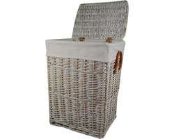 Wasmand Wit Katoenen Hoes 48 x 36 x 62 cm
