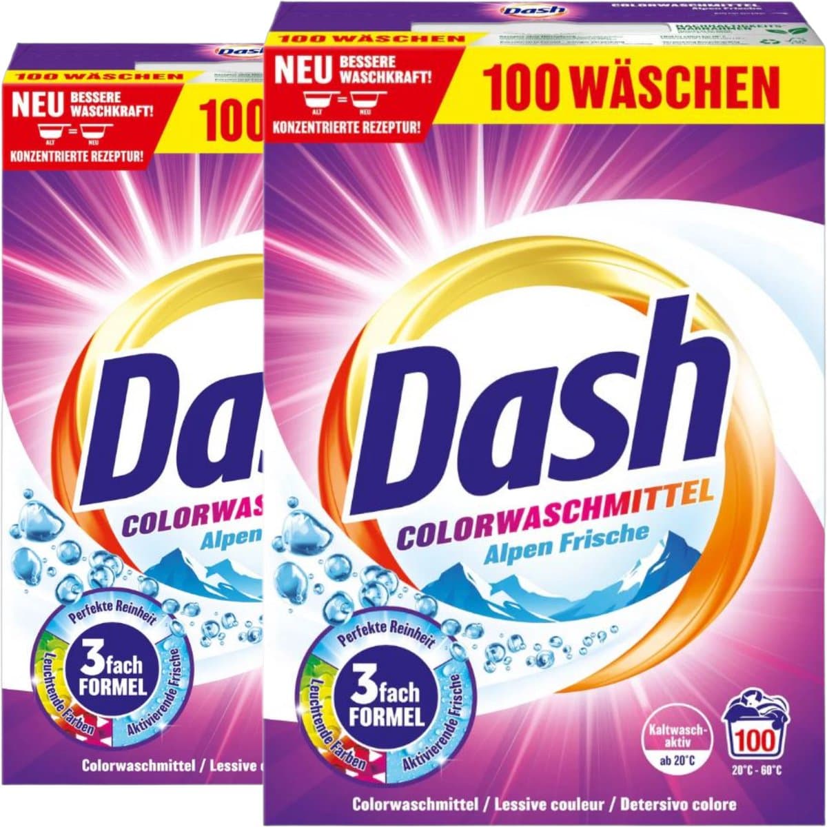 Dash Color Frische Waspoeder - Gekleurde Was - XXL Pack - 2 x 5 kg - 200 Wasbeurten - Beschermt gekleurde stoffen - Voorkomt kalkaanslag - Zonder kleuroverdracht — afbeelding 1
