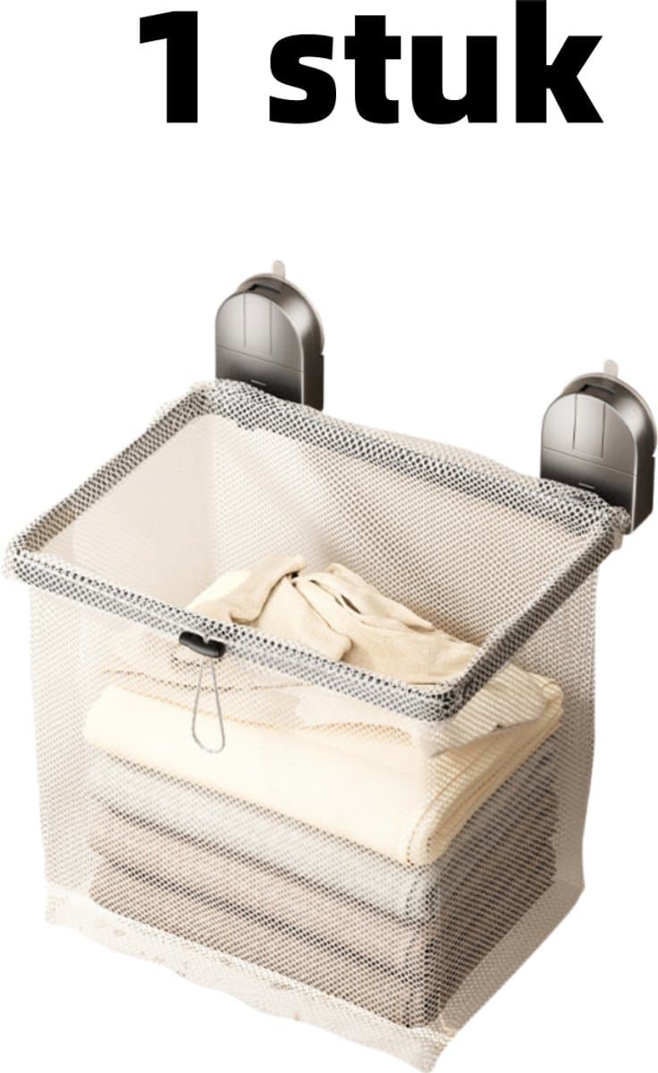 1 artikel - Opbergmand - Wasmand - Zuignap - Opvouwbaar - Wandrek voor de badkamer - Wasmand - 27,8 cm * 20,8 cm - Grijs — afbeelding 1