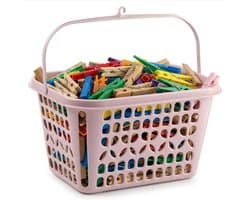 Plasticforte Knijpermandje - roze - 20 x 25 cm - kunststof - wasknijpertasje/knijperzak — afbeelding 1