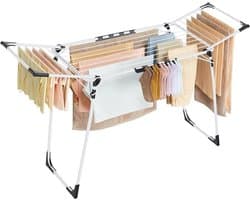 Vleugeldroogrek met sokkenklemmen, inklapbaar en roestbestendig, wit