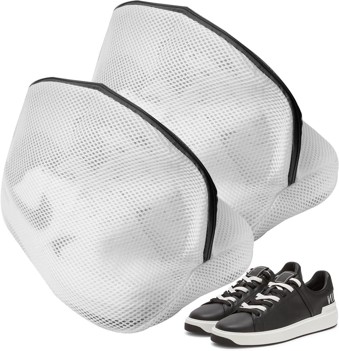 Set van 2 herbruikbare wasnetten voor schoenen met ritssluiting - Beschermende wasmachineschoenwaszakken - Universele maat 24x24x40 cm — afbeelding 1
