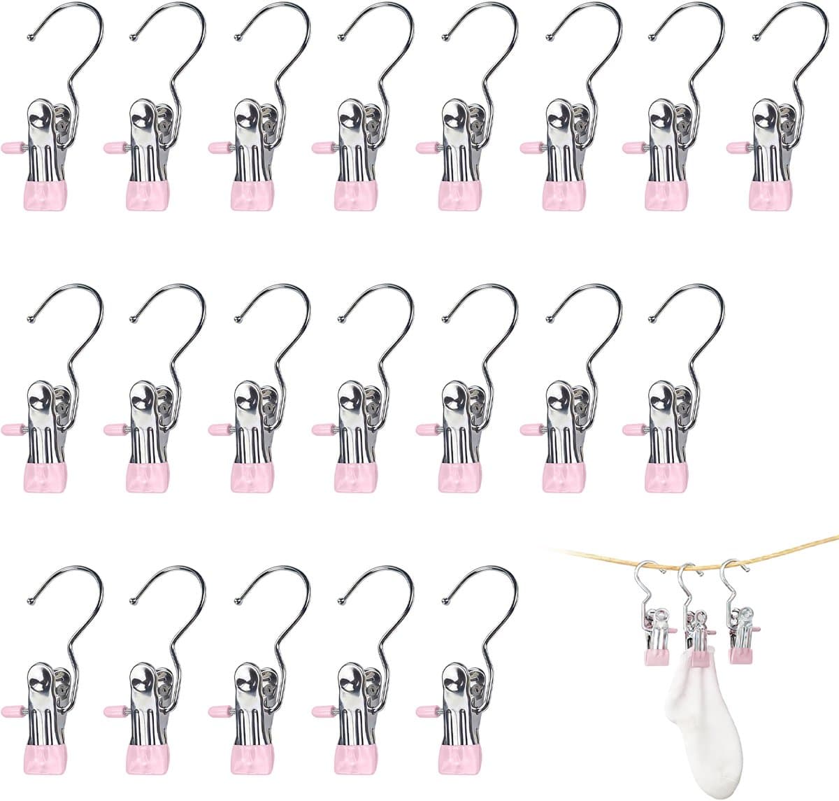 Clips - 20 stuks - 10,5x4 cm - Metalen clips - Wasknijpers - Clips die geen sporen achterlaten - Hoedenclips - Sokkenclips - Elastische clips - Opbergrek - Opbergclips - Haken - Huishoudelijke clips - Geschikt voor kledinghaken, kledingclips, hoeden — afbeelding 1