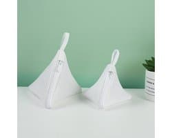 2 stuks mini driehoekige waszakken – BH-waszakken – Met ophanglus – 2 maten: 12×12 cm & 14×15 cm