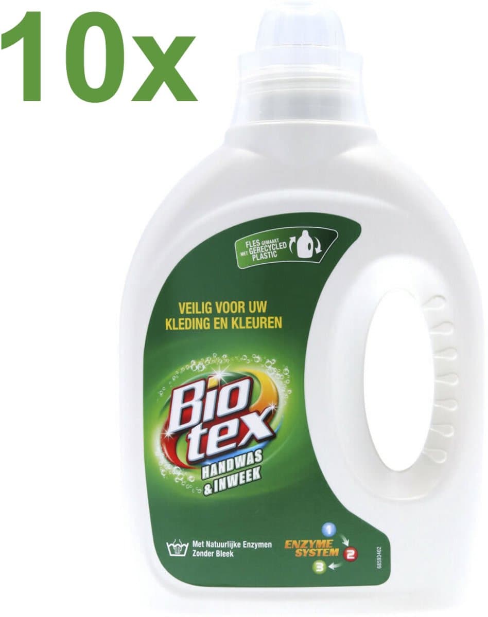 Biotex Handwas & Inweek Vloeibaar Wasmiddel – 10x 750 ml – Veilig voor Kleuren – Zonder Bleek - Voordeelverpakking — afbeelding 1