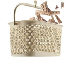 KADAX Klassieke wasknijpermand, wasknijpermand voor waslijn, knijpermand om op te hangen, knijperzak voor wasknijpers, manden met haken (beige)
