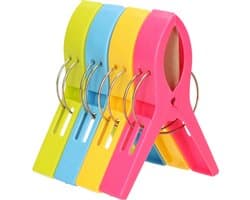Trendoz Handdoeken knijpers XL - 4x - kleurenmix - kunststof - 12 cm - wasknijpers in groot formaat — afbeelding 1