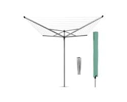 Brabantia Topspinner Droogmolen - 50 m - met Metalen Grondanker en Beschermhoes - Metallic Grey