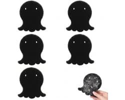 Haarvanger voor wasmachine, 5 stuks, opvangbak voor wasmachine in octopusvorm, dierenhaarverwijderaar voor hond en kat, herbruikbare haarballen voor wasgoed en kleding, 11 x 10 cm, zwart