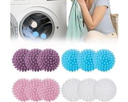 Droogbal, 12 stuks drogerballen voor wasdroger, herbruikbare wasbal, wasbal, drogerballen voor wasmachine, wasballen, wasballen voor donsjassen