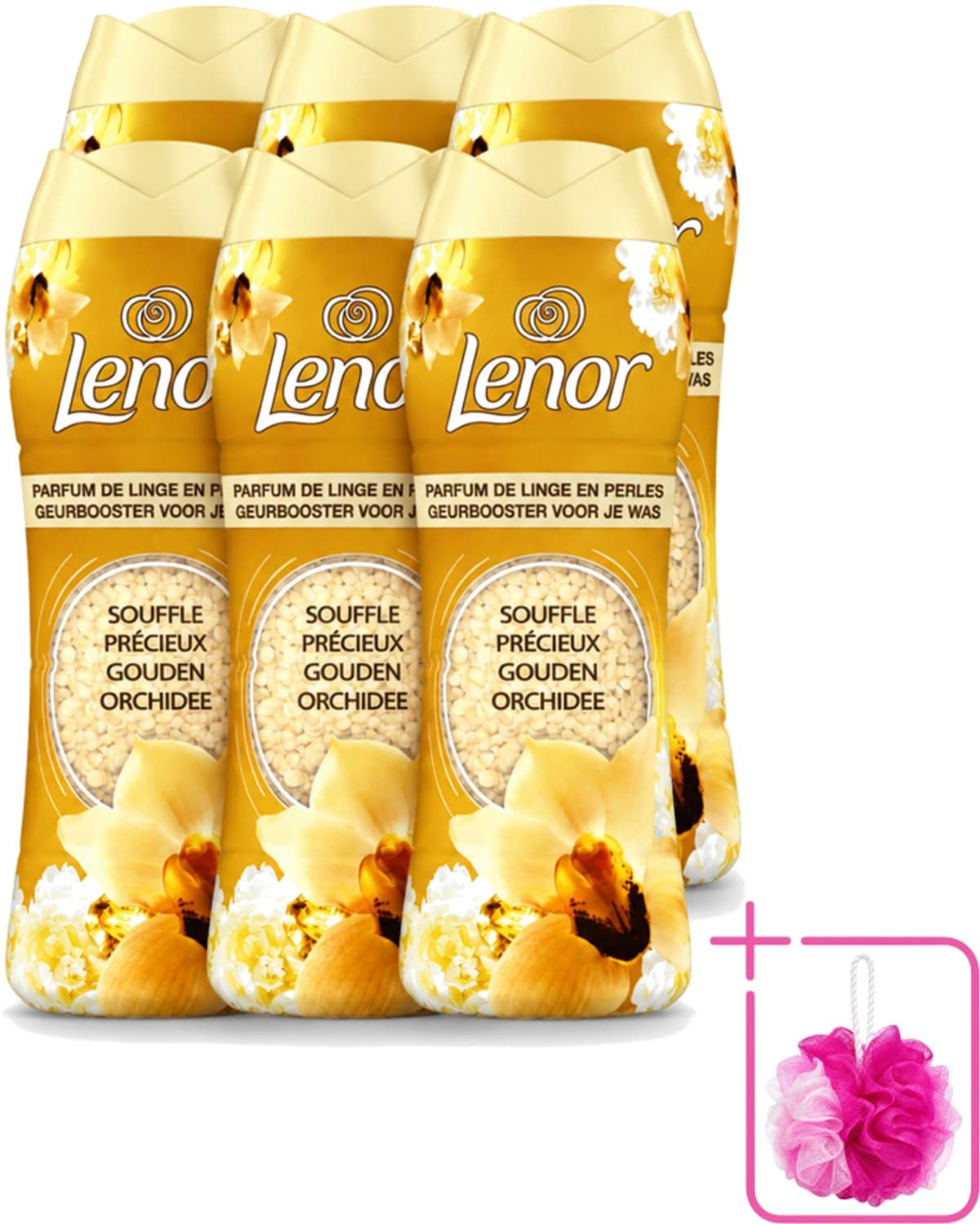 6 x Lenor - Geurbooster - Gouden Orchidee - 22 Wasbeurten - Bulkverpakking - Geurbooster was - Douchemop - Geur in was — afbeelding 1