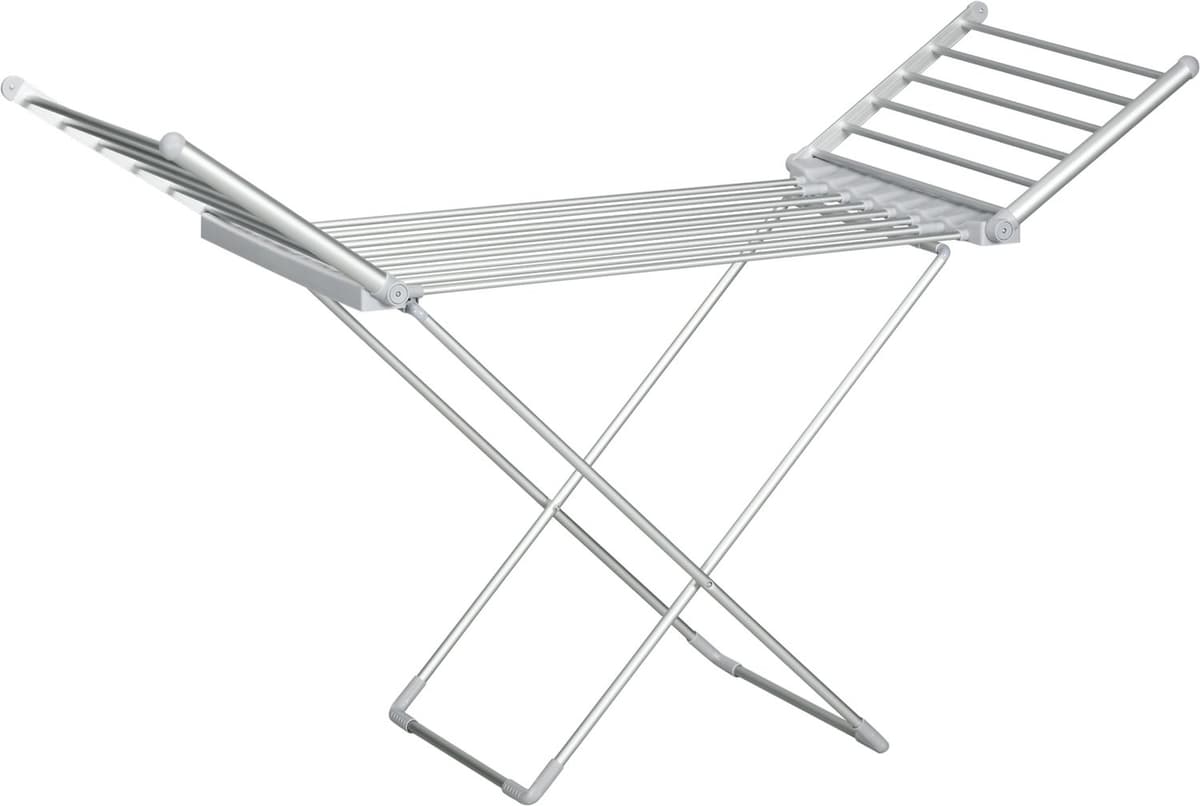Elektrisch verwarmd wasdrogerrek met 2 uitschuifbare zijkanten, inklapbaar, frame van aluminiumlege, 144 x 53 x 91 cm — afbeelding 1