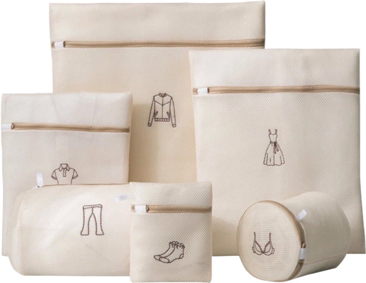 House of Husk Waszakken - Wasnetten - Set van 6 - Bescherm je Wasgoed en Wasmachine - Beige — afbeelding 1