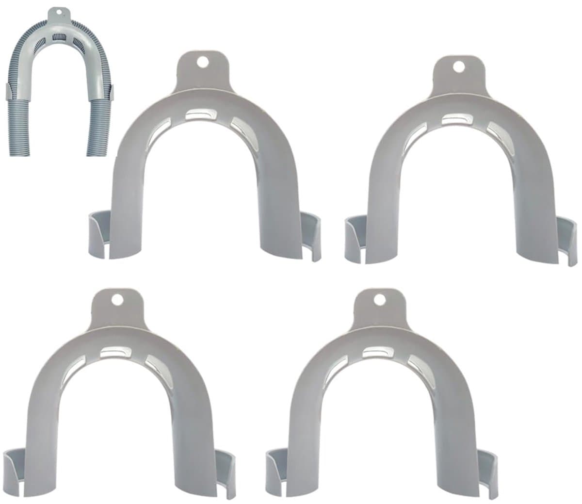4 vaste beugels, universele ophangbeugel voor afvoerleidingen, wasmachines, vaatwassers, slanggeleiders, wasmachineaccessoires, wasmachine-afvoeradapters, antiknikbeschermingsslangen — afbeelding 1