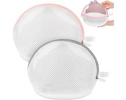 Bra Waszak - 2 Stuks - Mesh Wasnet voor Wasmachine met Rits - Herbruikbare Waszakken voor Kleding en Ondergoed - Roze en Grijs