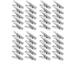Wasknijpers - 40 Stuks - Wasrek Knijpers - Gordijnclips - RVS - Winddicht - Multifunctionele - voor Handdoeken, Sokken, Ondergoed, Kleding - 63*15*30mm - Zilver