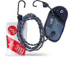 Mini outdoor waslijn (2 m, reflecterend) voor camping, vanlife, camper en balkon. Reisdroogrek
