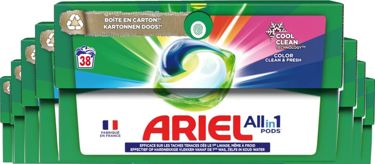 Ariel All in 1 Wasmiddel Pods - Kleur - 8 x 38 Wasbeurten (304 stuks) - Voordeelverpakking — afbeelding 1
