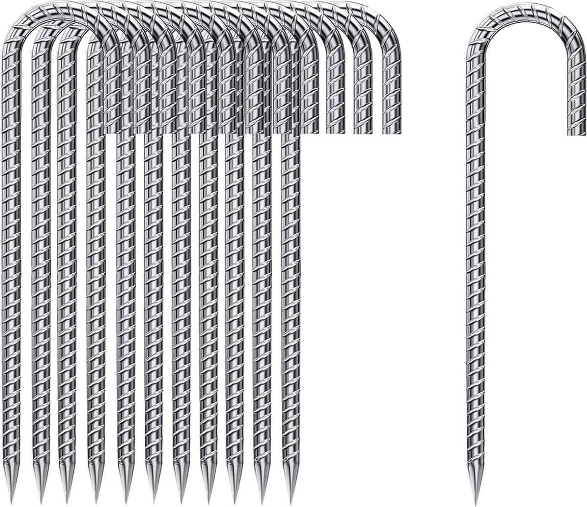 20 stuks verzinkt grondankers 30 cm J-vormige stabiele tentharingen - trampoline bevestiging camping tenten - luifels outdoor — afbeelding 1