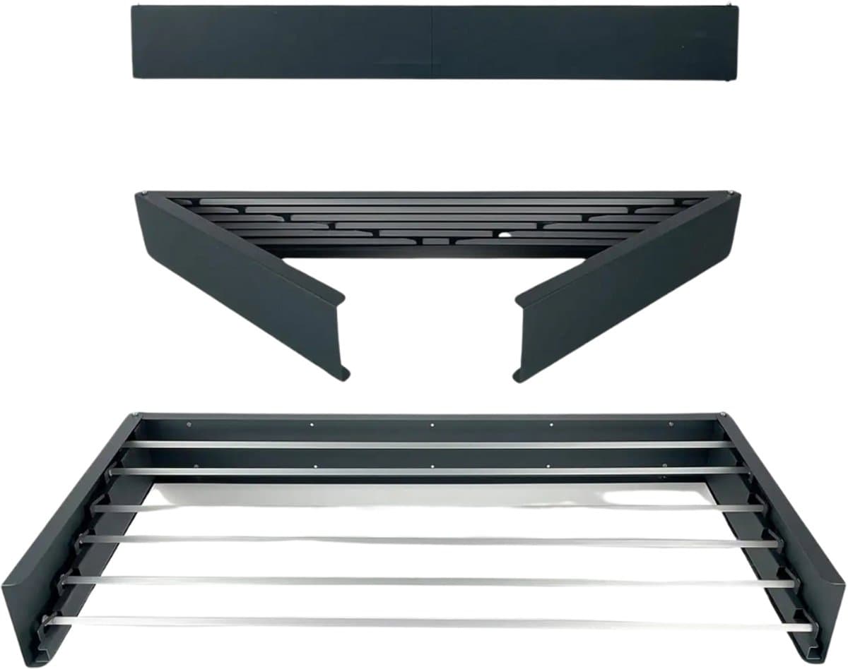Livista Opvouwbaar Wanddroogrek – 100x50x10,5 cm – Aluminium – Stevig en Ruimtebesparend – Voor Binnen & Buiten – Zwart — afbeelding 1