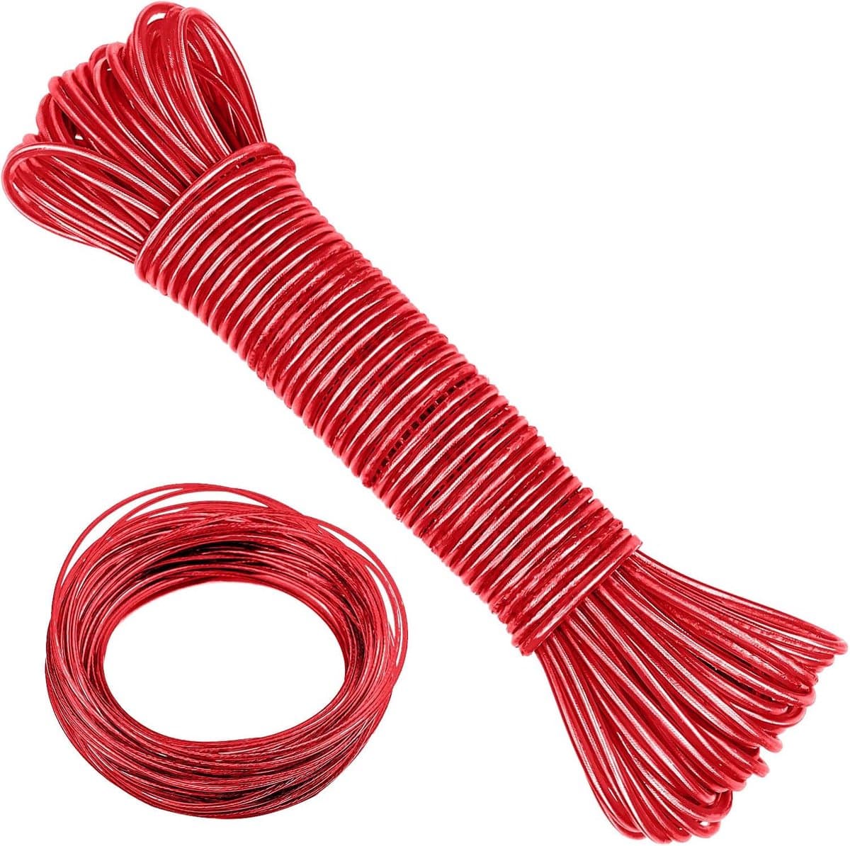 30M Stalen Kern Outdoor Waslijn Heavy Duty Super Waslijn Belasting 220kg Roestbestendige Waterdichte Tuin Waslijn (Diameter 4mm, Rood) — afbeelding 1