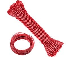 30M Stalen Kern Outdoor Waslijn Heavy Duty Super Waslijn Belasting 220kg Roestbestendige Waterdichte Tuin Waslijn (Diameter 4mm, Rood)