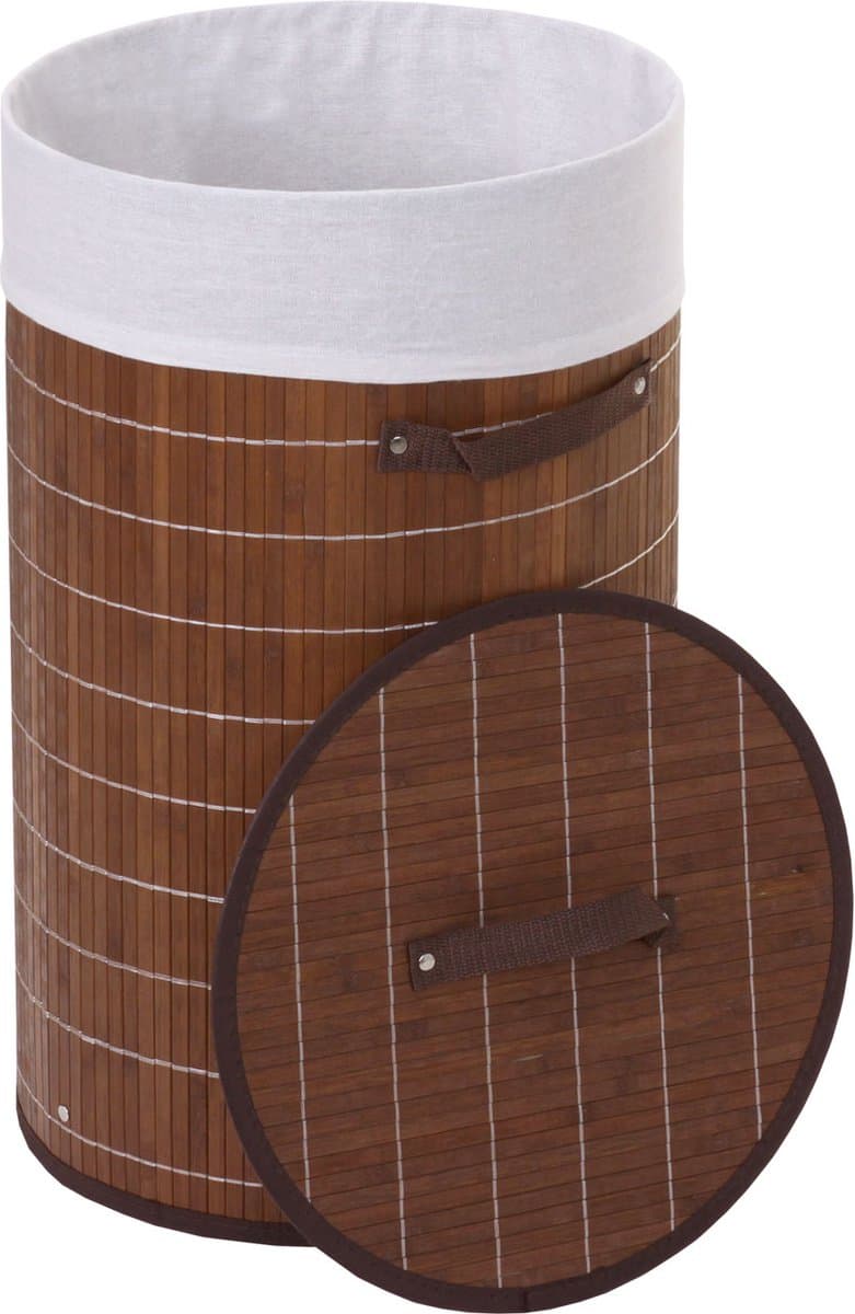 Wasmand 50 Liter bamboe bruin rond — afbeelding 1