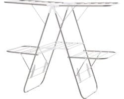 Wasrek inklapbaar - wasrek staand - 3-Traps vleugel droogrek - zilver - RVS Kunststof -138 x 60,5 x 112 cm