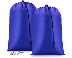Mrs. Jones Grote Waszakken 2 Pack Trekkoord Waszak Opslag Vuile Kleding Opvouwbare Organizer Tassen voor Reizen Studenten College Dorm - Blauw 60x80cm .