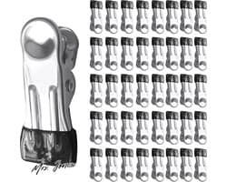 Mrs. Jones Wasknijpers Roestvrij Staal 40 Stuks - Metaal Wasknijper antislip - Washing Laundry Clips Zwarte .