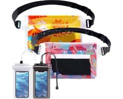 Tas, 4 stuks, waterdichte telefoonhoes, waterdicht, onderwater, waterbestendige heuptas, Hawaïaans patroon, mobiele telefoon, waterdichte tas, beschermhoes voor watersport, zwemmen, raften