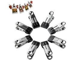 Wasspelden Organizer Clips - Kledinghangers Klemmen - Kleding Drogen - Roestvrij Staal - 5.5 cm Lengte - Zwart