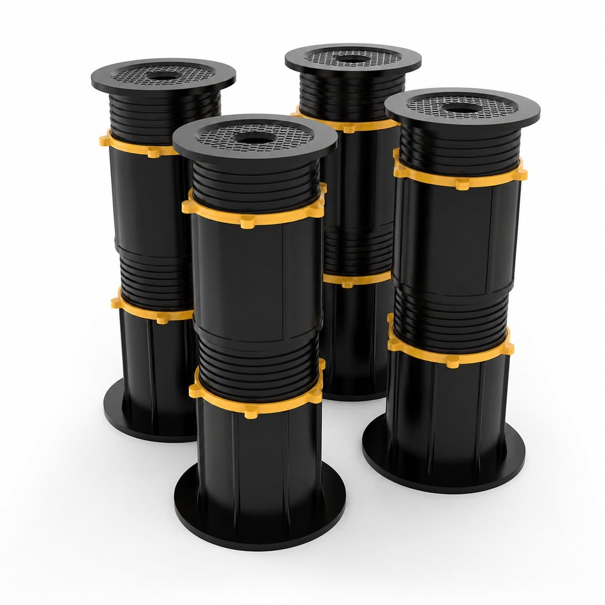 JustValue verstelbare steunpoten - set van 4 - 21,3 tot 33 cm - voor meubels en apparaten - zwart — afbeelding 1