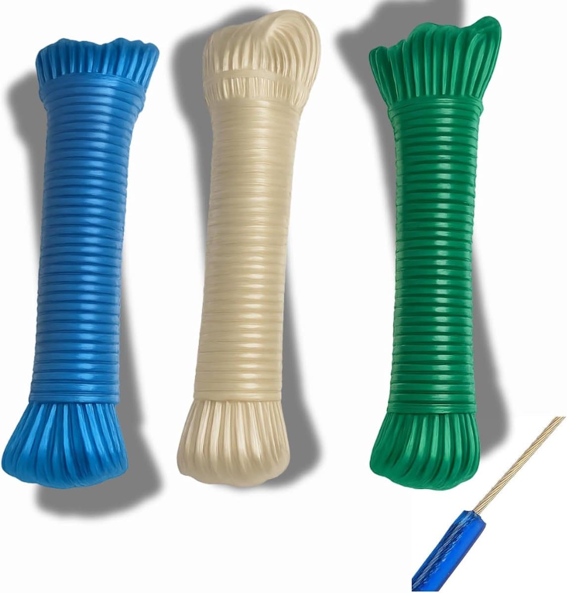 30 m koordset met stalen kern, dikte en duurzaamheid voor veilig drogen, waterdicht en corrosiebestendig, voor camping en tuin (2 stuks à 15 m) — afbeelding 1